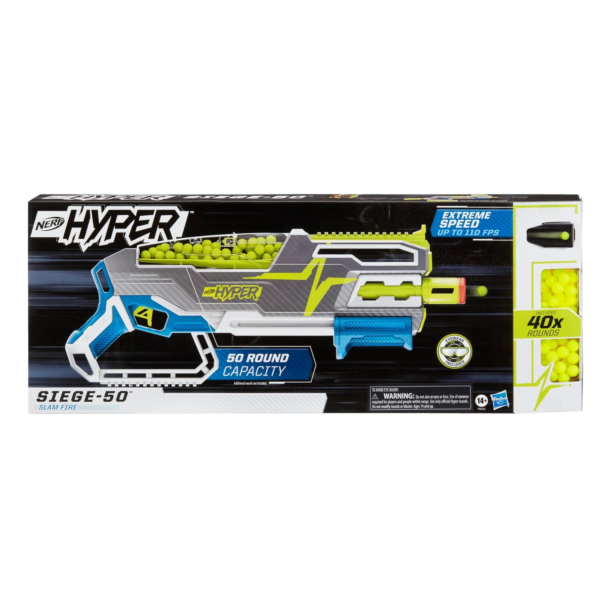 Hasbro-Nerf Hyper Siege-50 Pump-Action Blaster-F0532-Legacy Toys