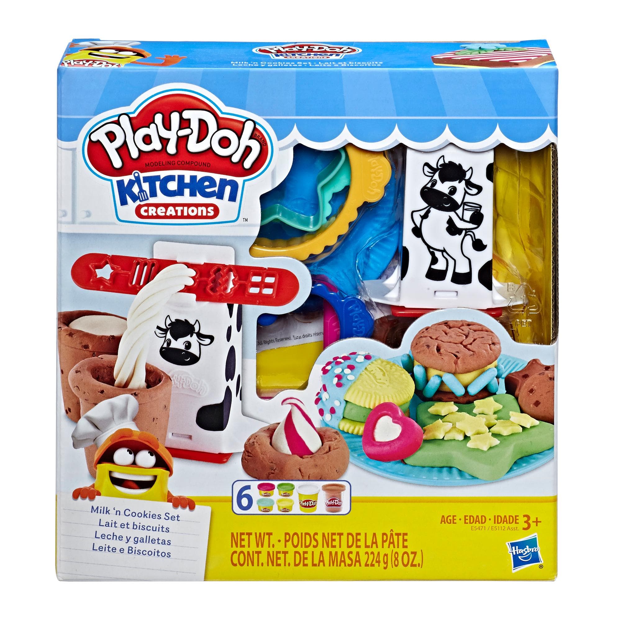 Hasbro-Play-Doh Kitchen Creations Silly Snacks Assortment-E5471-Milk 'n Cookies Set-Legacy Toys