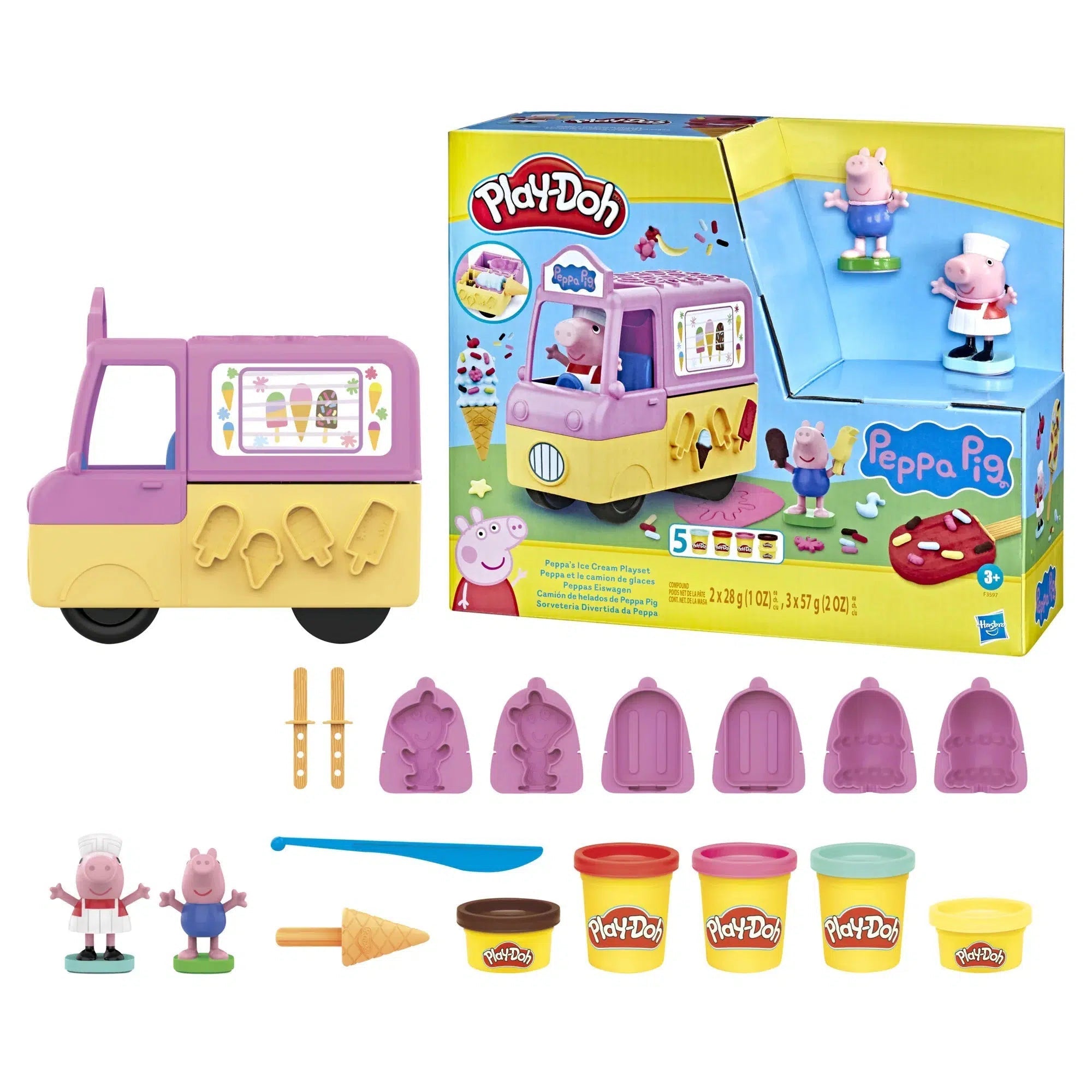 Hasbro-Play-Doh Peppa's Ice Cream Playset with Ice Cream Truck-F3597-Legacy Toys