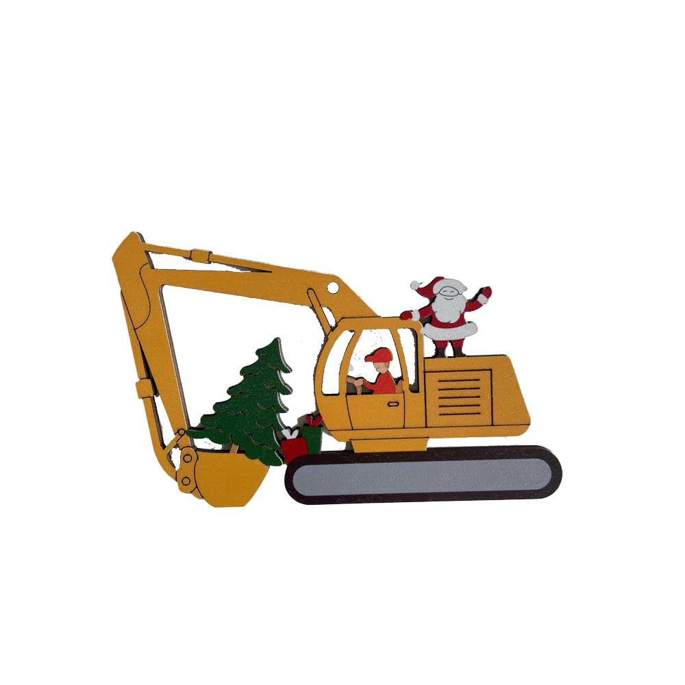 Idako-Personalized Wooden Christmas Ornament Excavator-ORN012-Legacy Toys