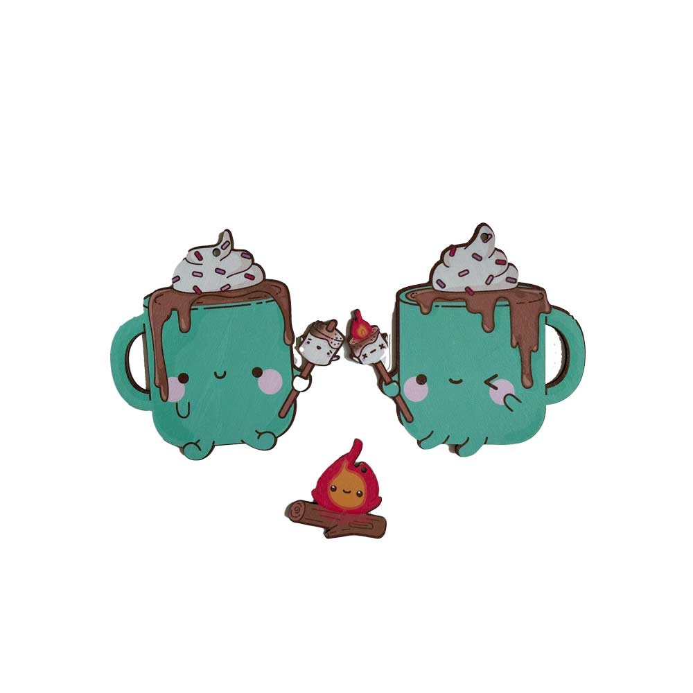 Idako-Personalized Wooden Christmas Ornament Hot Chocolate Duo (Deluxe)-ORN019-Legacy Toys