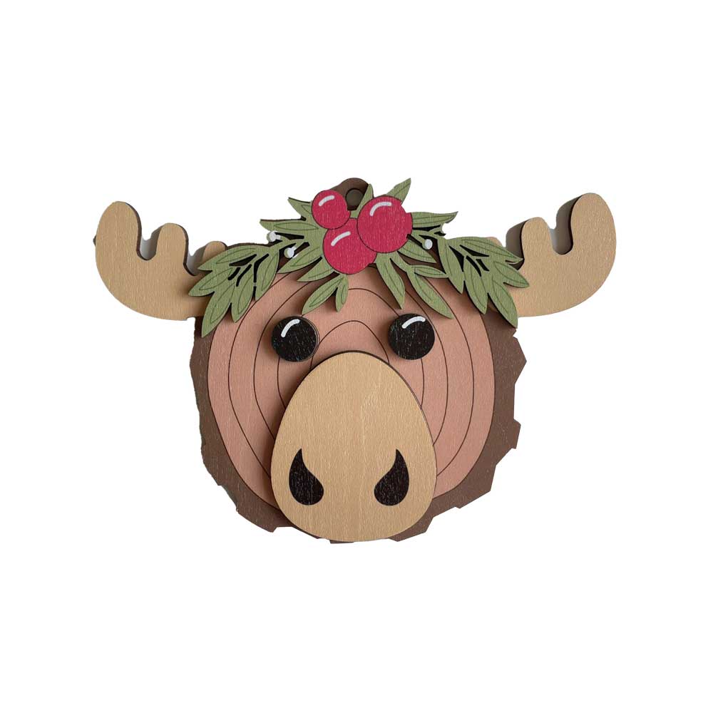 Idako-Personalized Wooden Christmas Ornament Moose-ORN032-Legacy Toys