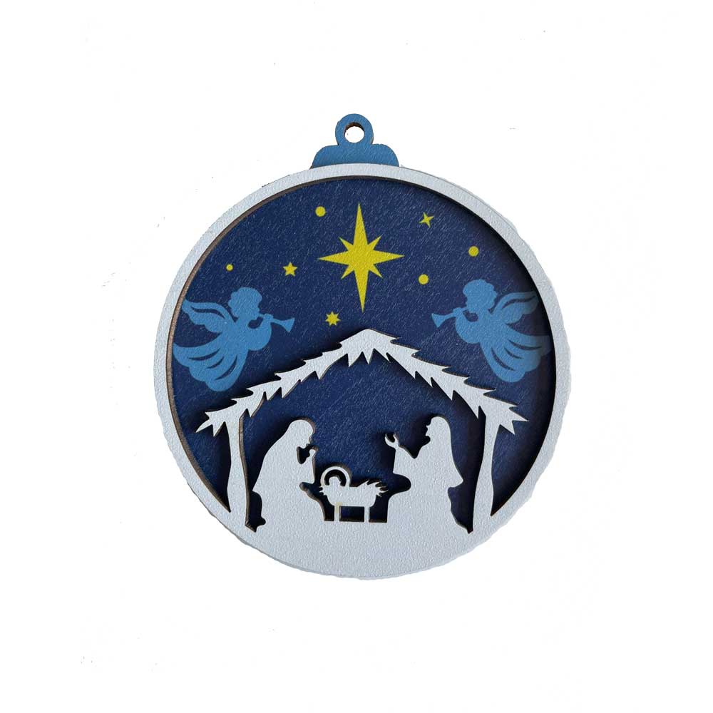 Idako-Personalized Wooden Christmas Ornament Nativity Scene-ORN026-Legacy Toys