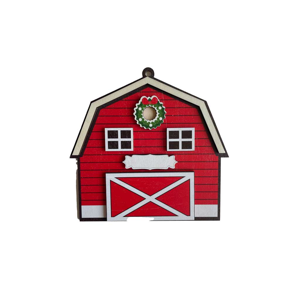 Idako-Personalized Wooden Christmas Ornament Red Barn (Deluxe)-ORN013-Legacy Toys