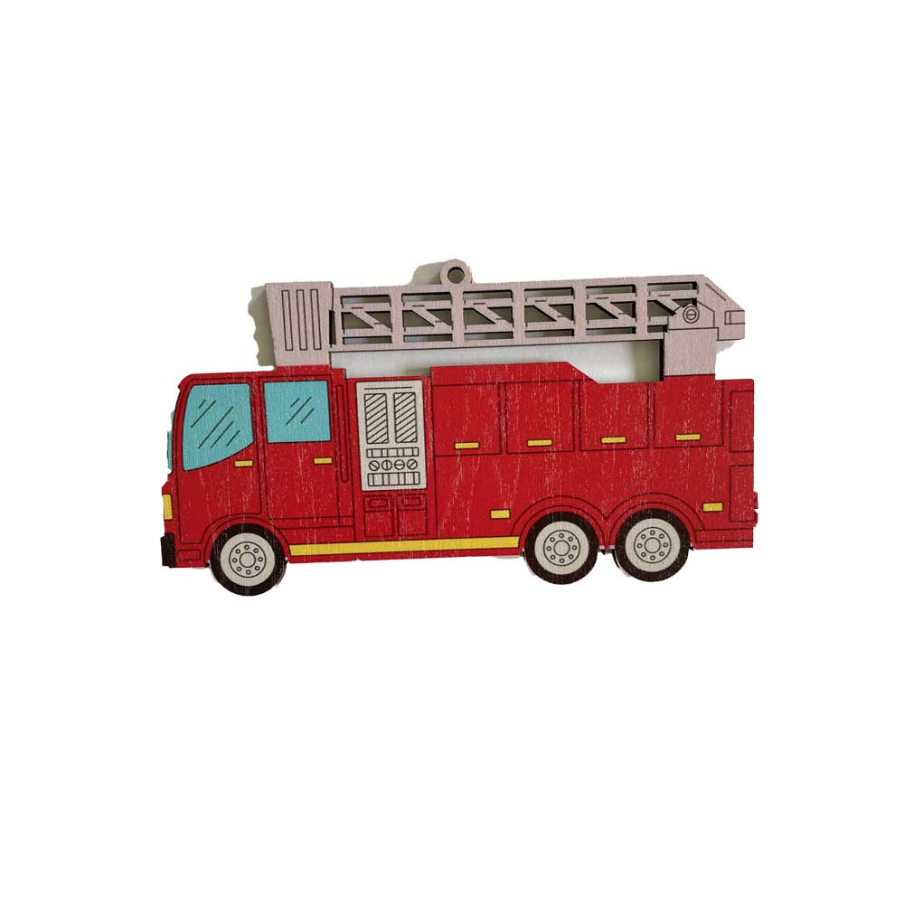 Idako-Personalized Wooden Christmas Ornament Red Fire Truck-ORN010-Legacy Toys