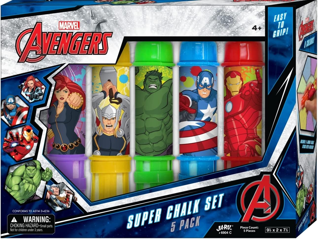 JA-RU-Marvel Avengers Super Chalk Set 5 Pack-36904-Legacy Toys