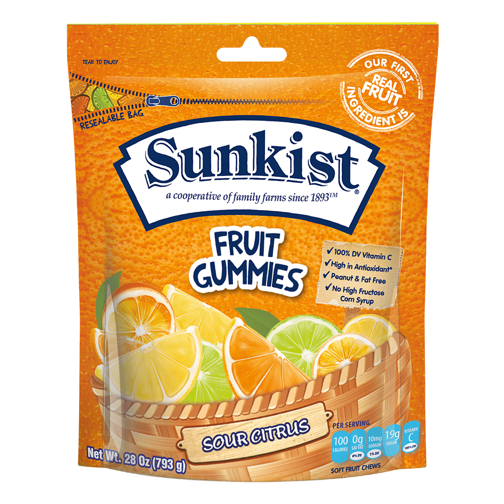 Kervan-Sunkist® Fruit Gummies - Sour Citrus 28 oz Bag-1303-1-Single-Legacy Toys