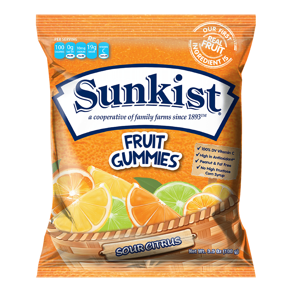 Kervan-Sunkist® Fruit Gummies - Sour Citrus 3.5 oz. Bag-1516-1-Single-Legacy Toys