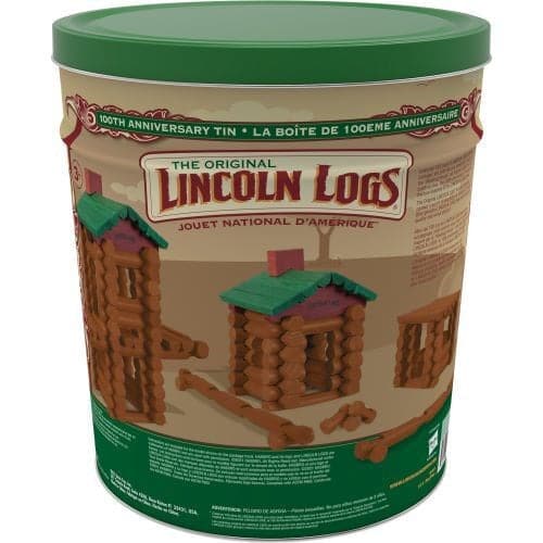 KNEX-Lincoln Logs - 111 Piece 100th Anniversary Tin-00854-Legacy Toys