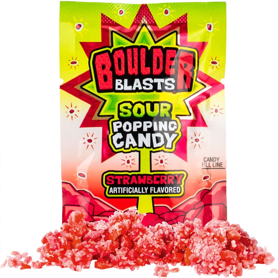 Koko's-Boulder Blast Sour Strawberry Popping Candy - Single-62598-Legacy Toys