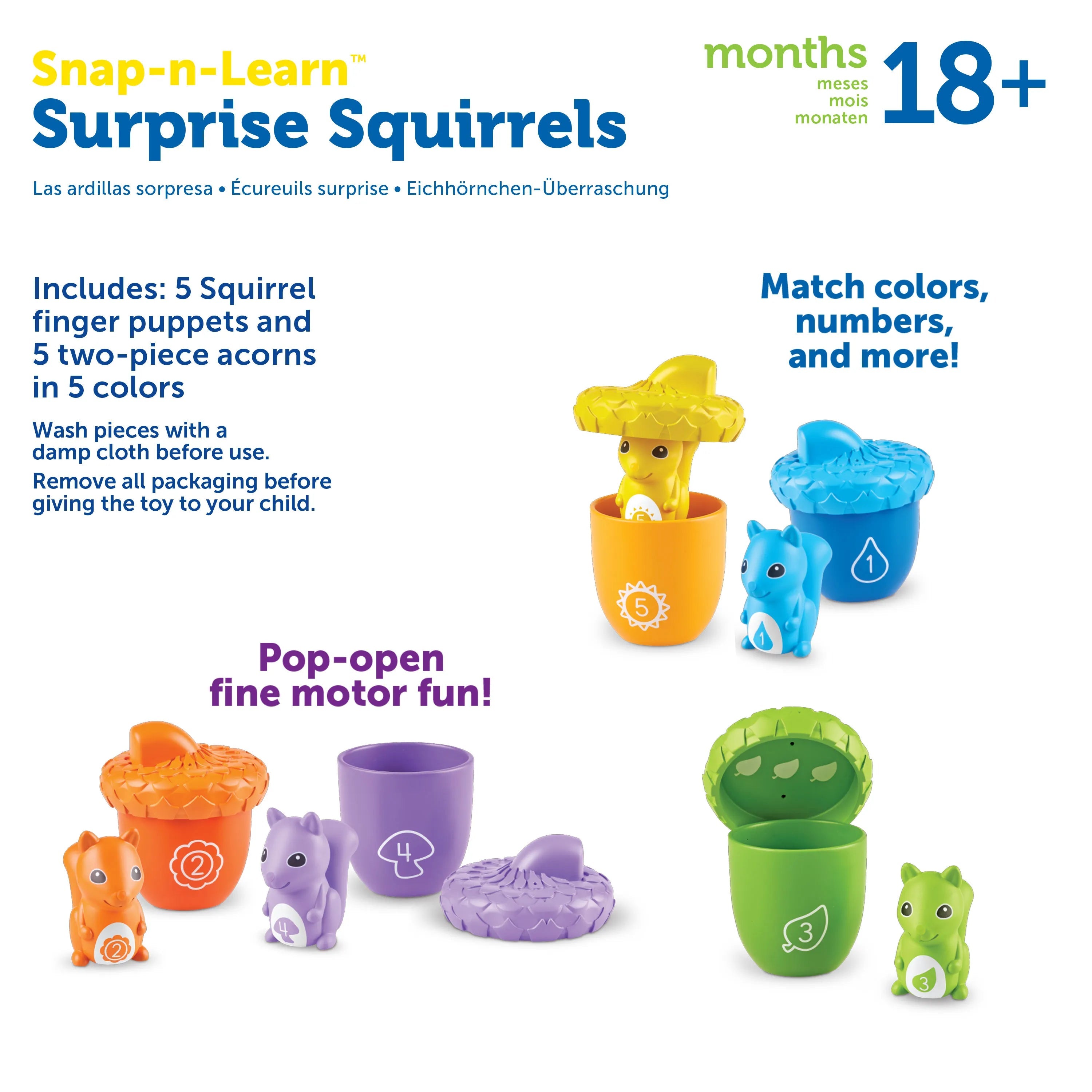 Learning Resources-Snap-n-Learn Surprise Squirrels-LER6723-Legacy Toys
