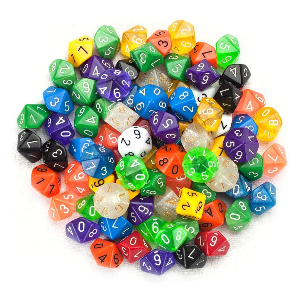 Legacy Dice-100+ Pack of Random D10 Polyhedral Dice in Multiple Colors-GDN4004-Legacy Toys