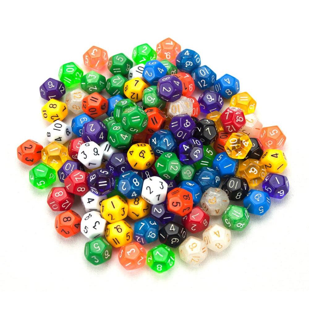 Legacy Dice-100+ Pack of Random D12 Polyhedral Dice in Multiple Color-GDN4005-Legacy Toys