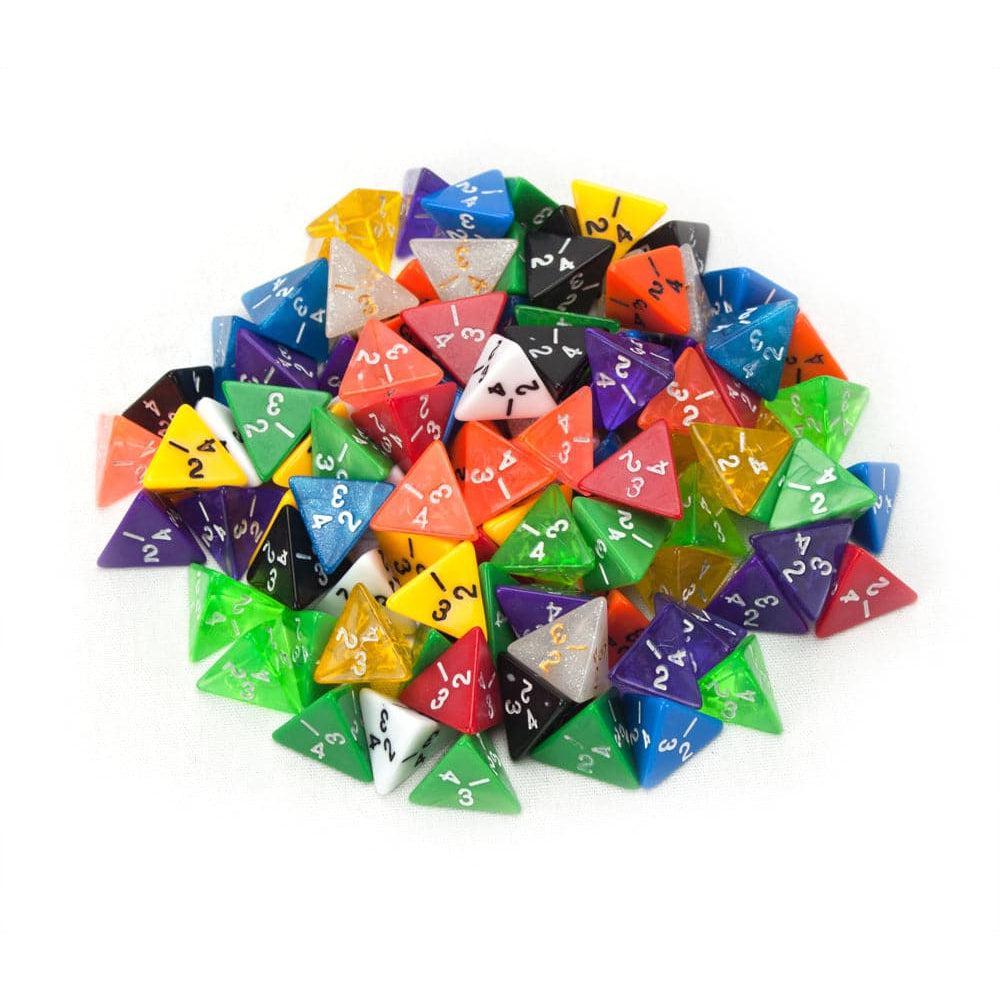 Legacy Dice-100+ Pack of Random D4 Polyhedral Dice in Multiple Colors-GDN4001-Legacy Toys