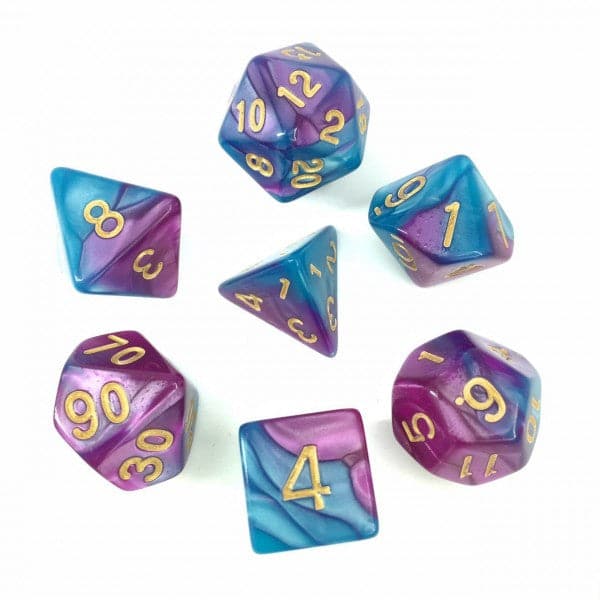 Legacy Dice-Blended 7 Dice Set with Bag-11054-Blue / Bright Purple-Legacy Toys