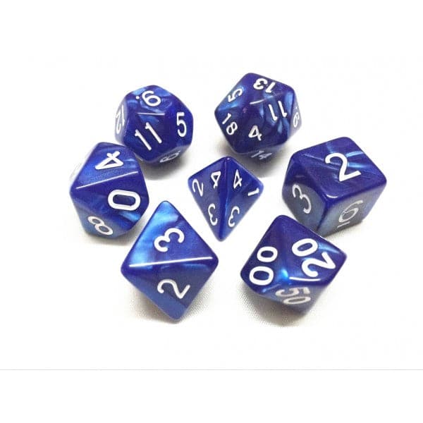 Legacy Dice-Pearl 7 Dice Set with Bag-GDN11485-Blue Pearl-Legacy Toys
