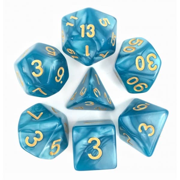 Legacy Dice-Pearl 7 Dice Set with Bag-GDN11487-Lake Blue Pearl-Legacy Toys