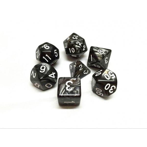 Legacy Dice-Pearl 7 Dice Set with Bag-GDN4101-Black Pearl-Legacy Toys