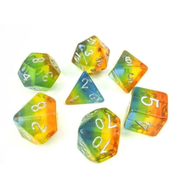 Legacy Dice-Yellow Aurora - 7 Dice Set with Bag-GDN4118-Legacy Toys