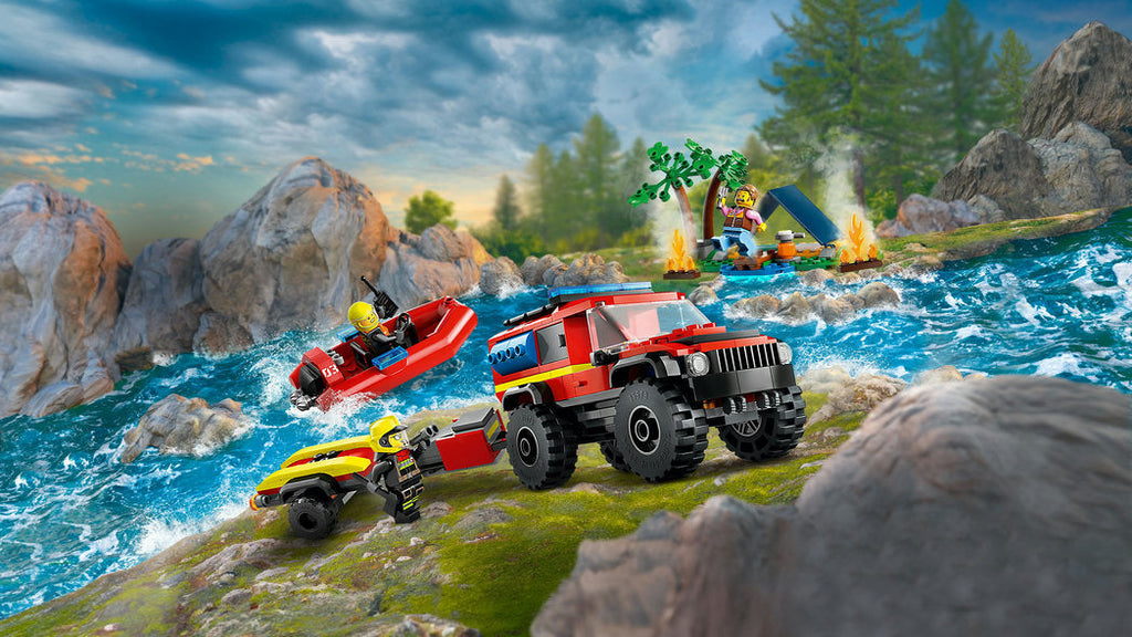 Lego-4x4 Fire Truck with Rescue Boat-60412-Legacy Toys