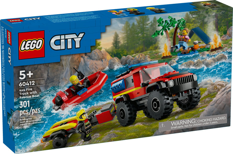 Lego-4x4 Fire Truck with Rescue Boat-60412-Legacy Toys