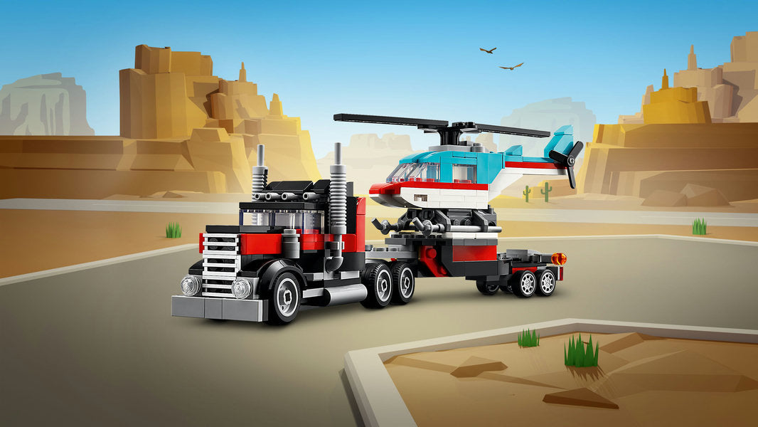 Lego-LEGO Creator - Flatbed Truck with Helicopter-31146-Legacy Toys