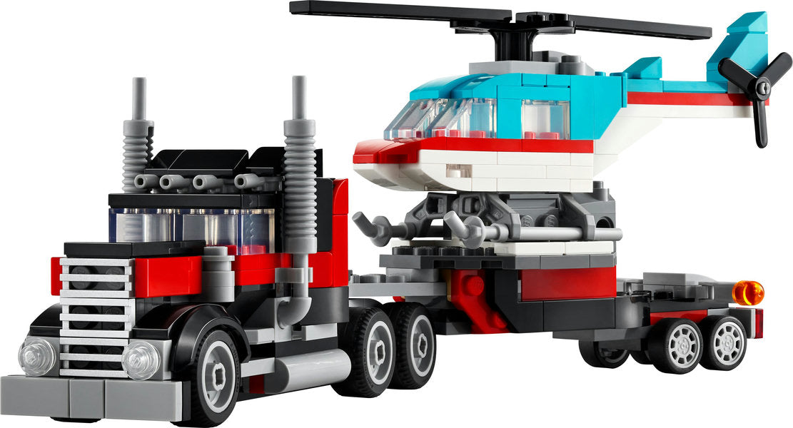 Lego-LEGO Creator - Flatbed Truck with Helicopter-31146-Legacy Toys