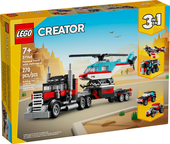 Lego-LEGO Creator - Flatbed Truck with Helicopter-31146-Legacy Toys