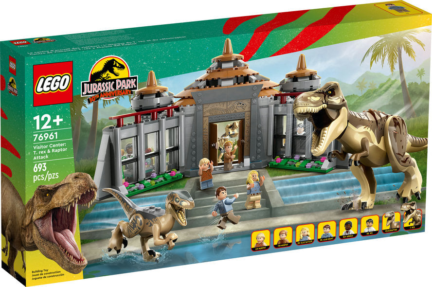 Lego-LEGO Jurassic World Visitor Center: T-rex & Raptor Attack-76961-Legacy Toys
