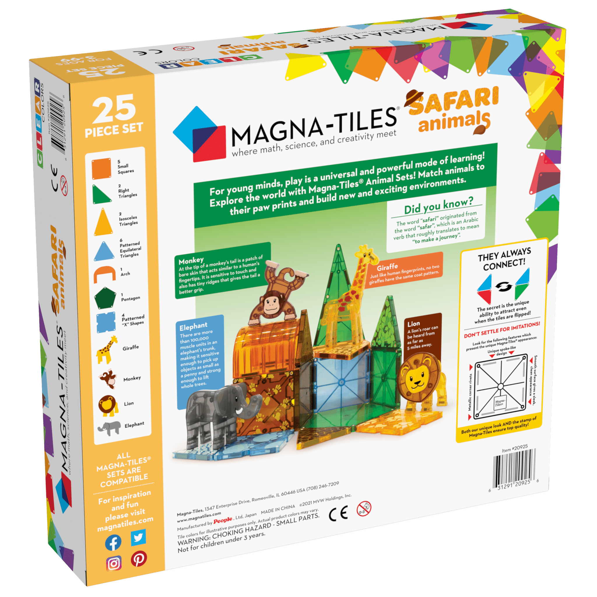 Magna-Tiles Animals 25 Piece Set Safari