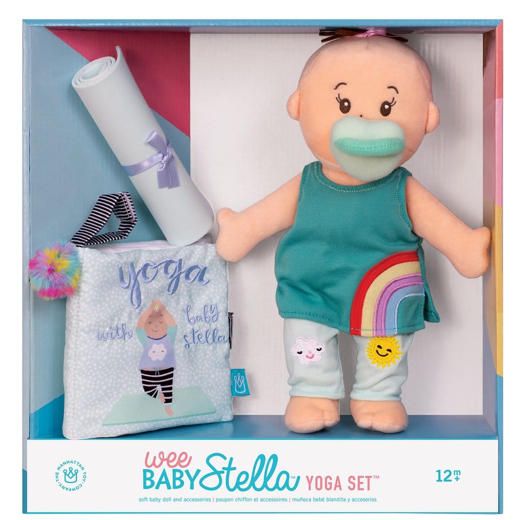 Manhattan Toy-Wee Baby Stella Doll - Yoga Set Peach with Brown Hair-158400-Legacy Toys