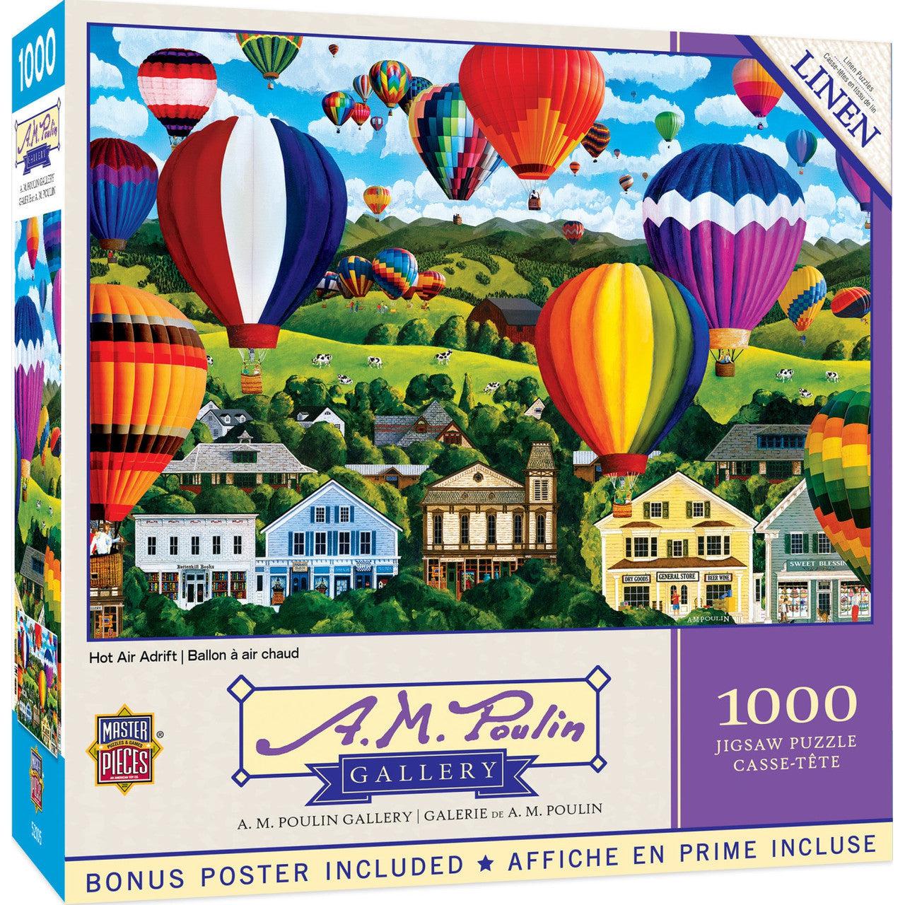 MasterPieces-A. M. Poulin - Hot Air Adrift - 1000 Piece Puzzle-72224-Legacy Toys