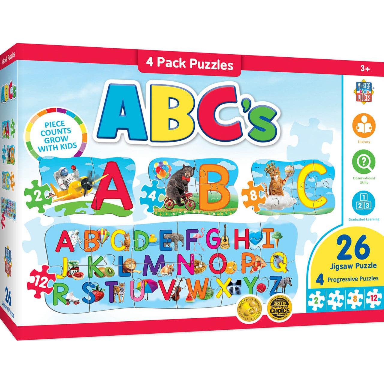 MasterPieces-ABCs - 4-Pack - 26 Piece Puzzles-11809-Legacy Toys