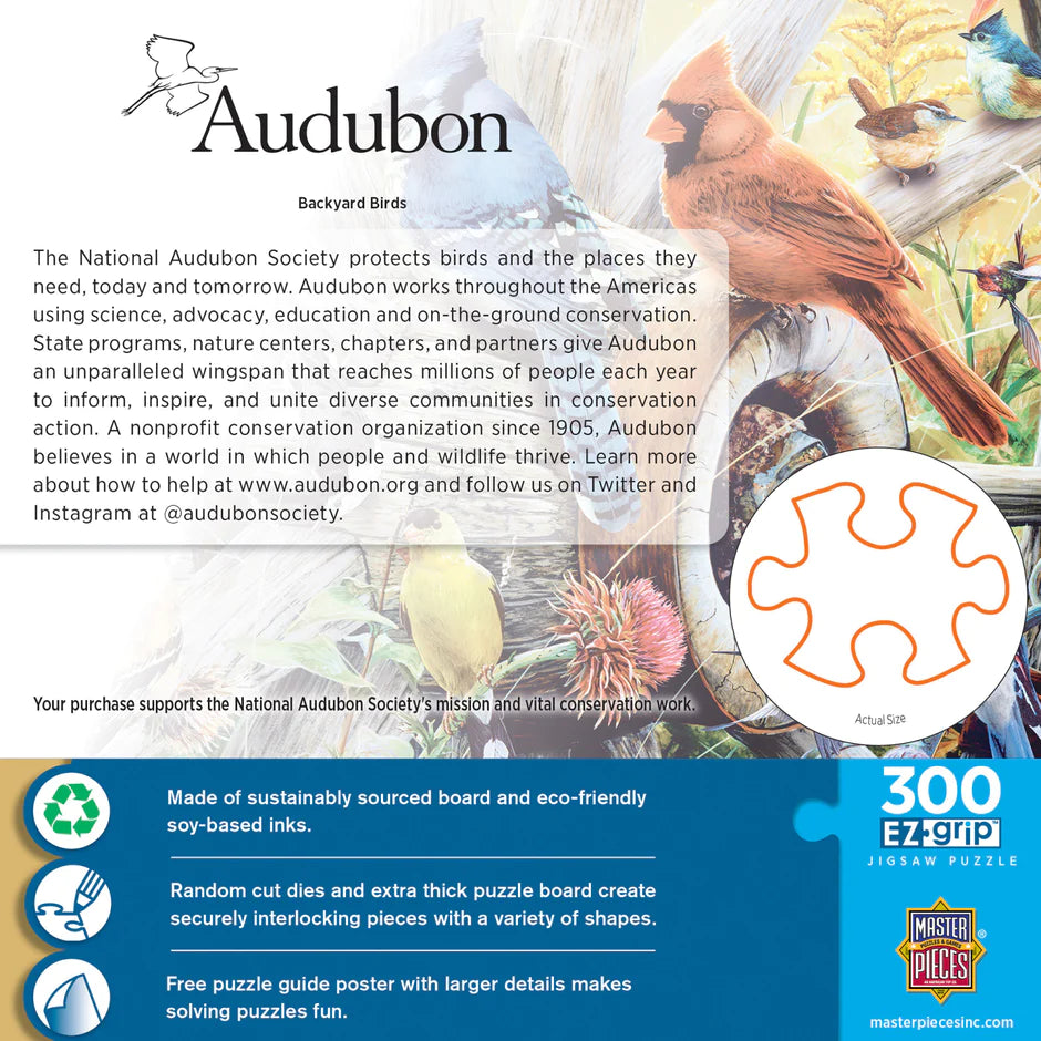 MasterPieces-Audubon - Backyard Birds - 300 Piece EZGrip Puzzle-32301-Legacy Toys