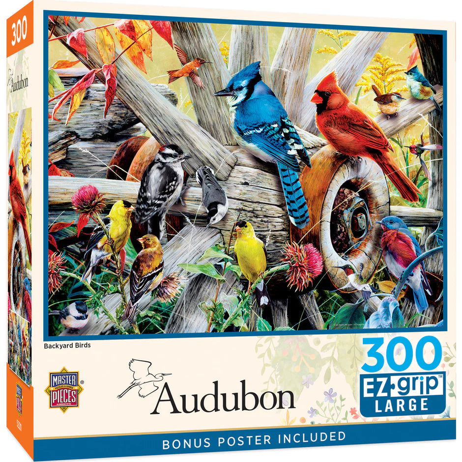 MasterPieces-Audubon - Backyard Birds - 300 Piece EZGrip Puzzle-32301-Legacy Toys