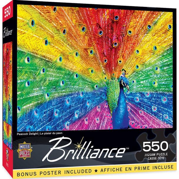 MasterPieces-Brilliance - Peacock Delight - 550 Piece Puzzle-32299-Legacy Toys