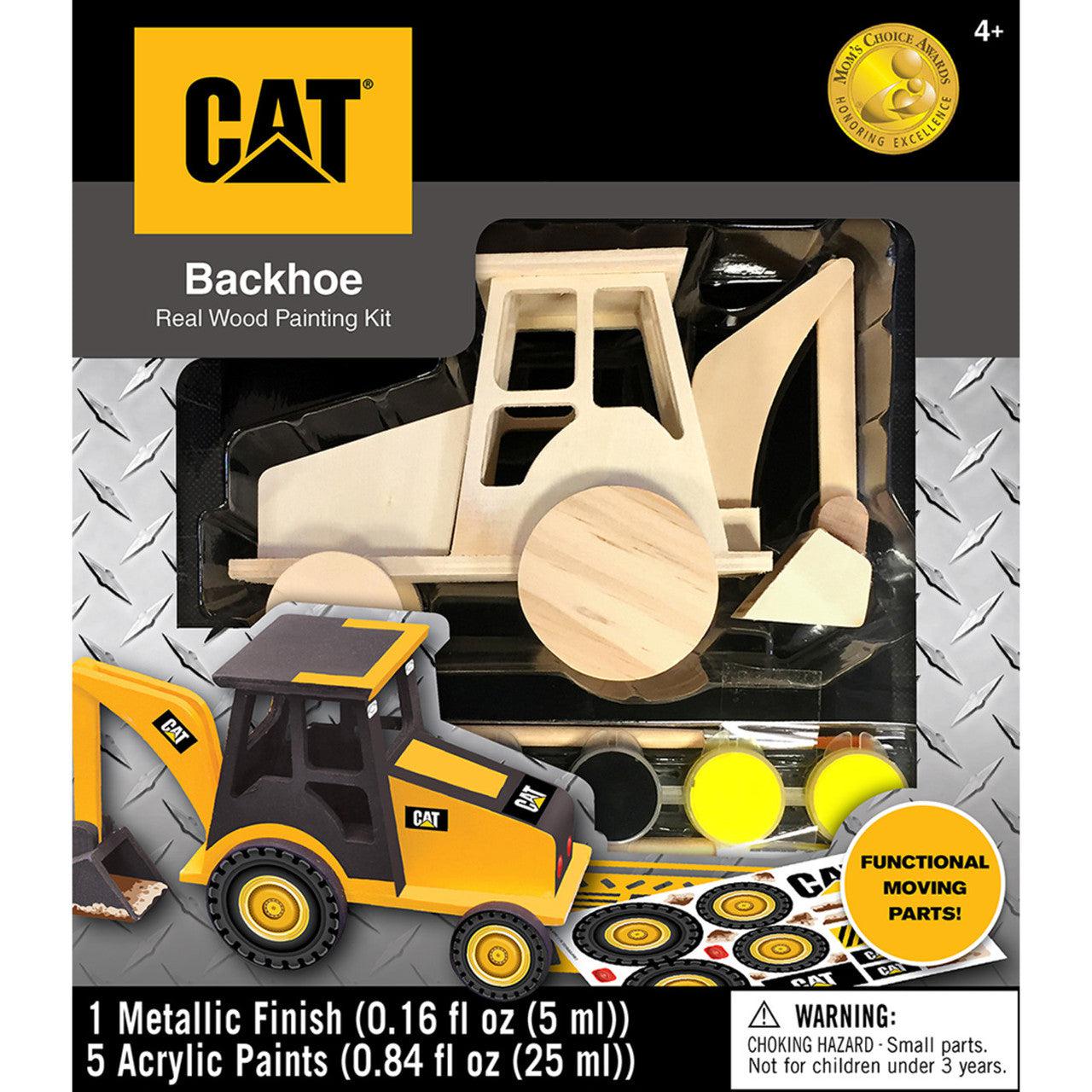 MasterPieces-Caterpillar - Backhoe Wood Paint Kit-21718-Legacy Toys