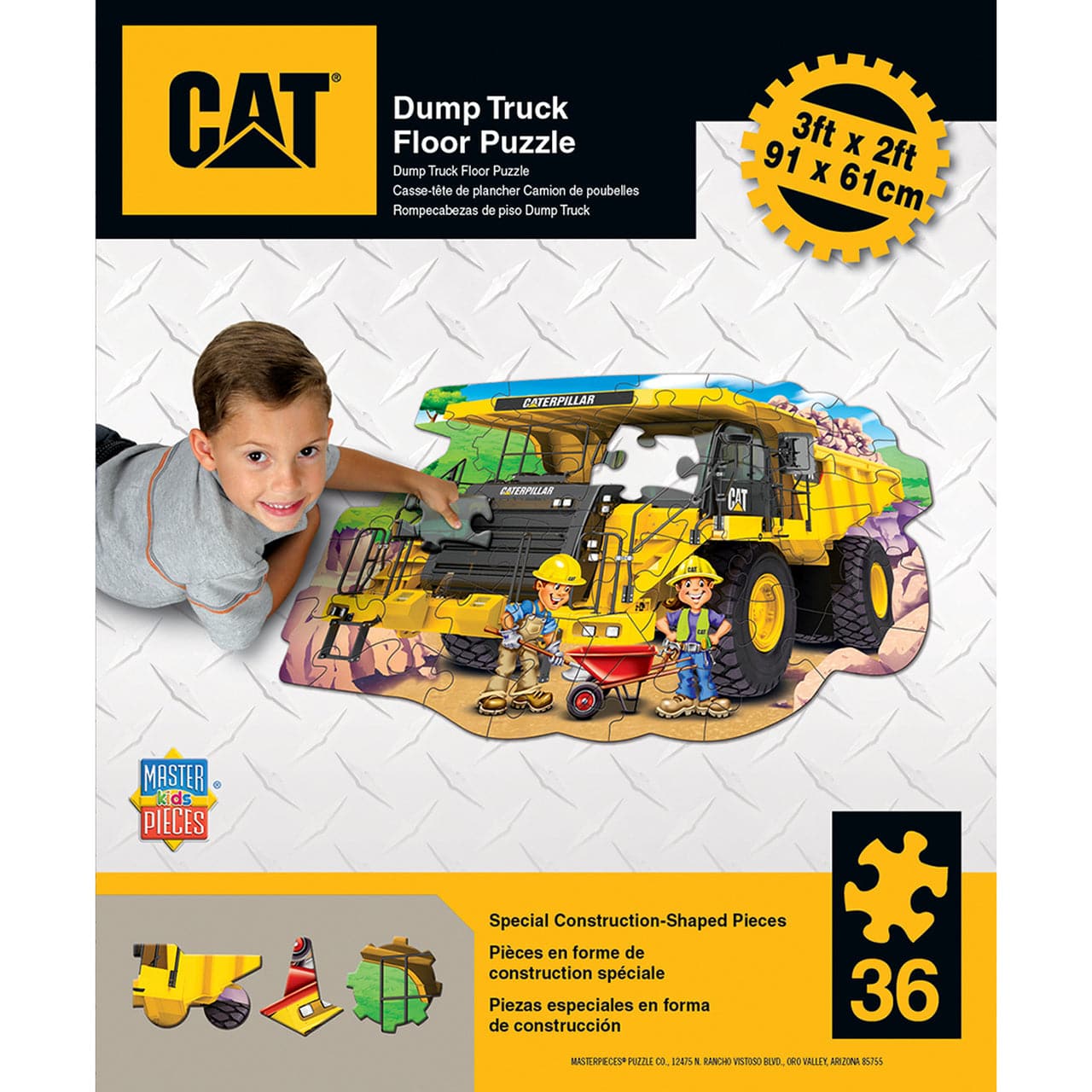 MasterPieces-Caterpillar - Dump Truck - 36pc Shaped Floor Puzzle-11735-Legacy Toys