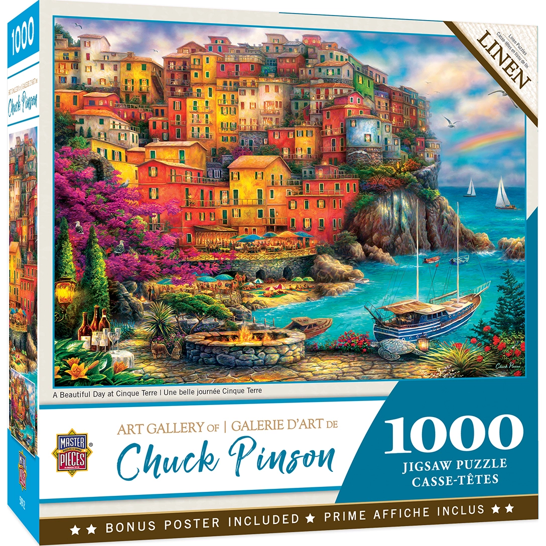 MasterPieces-Chuck Pinson Art Gallery - A Beautiful Day at Cinque Terre - 1000 Piece Puzzle-72162-Legacy Toys