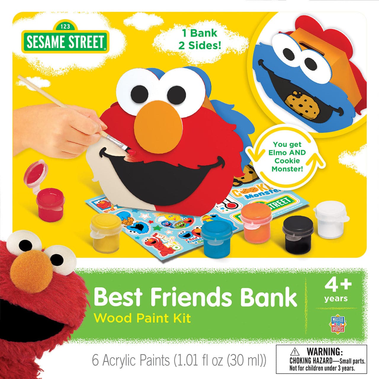 MasterPieces-Classic Wood Paint Kit - Sesame Street Character Bank-22107-Legacy Toys