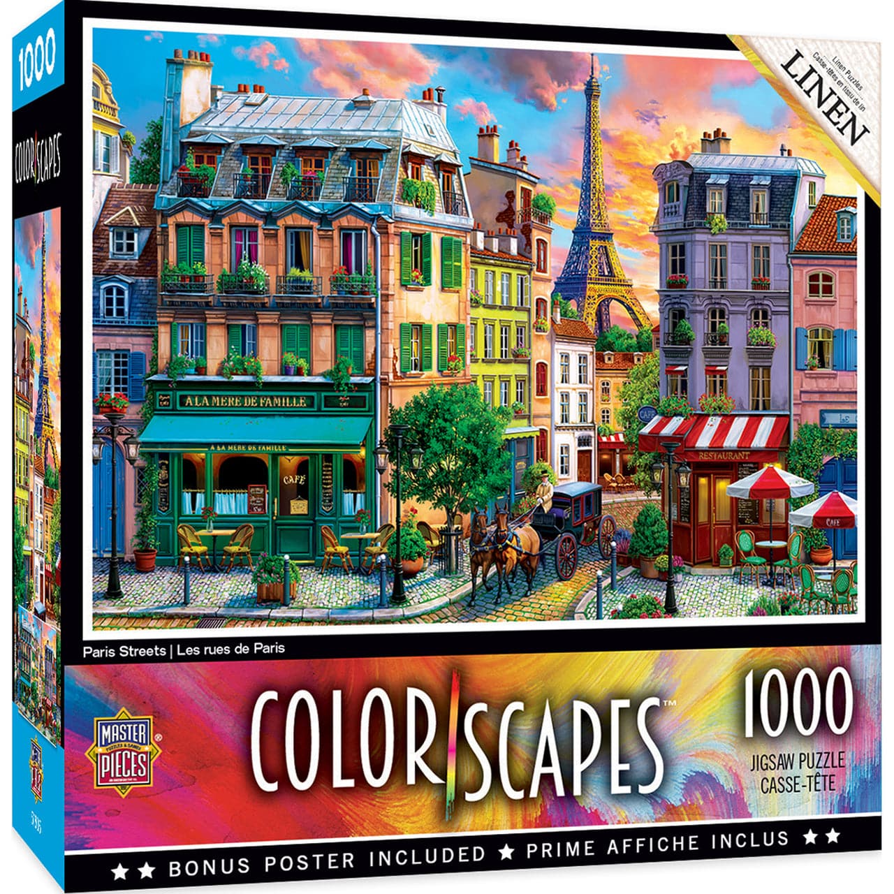 MasterPieces-Colorscapes - Paris Streets - 1000 Piece Puzzle-72119-Legacy Toys