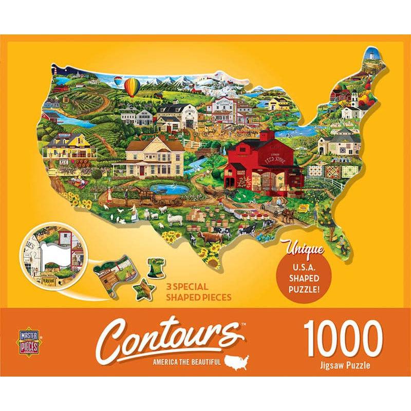 MasterPieces-Contours - America the Beautiful - 1000 Piece Shaped Puzzle-71959-Legacy Toys