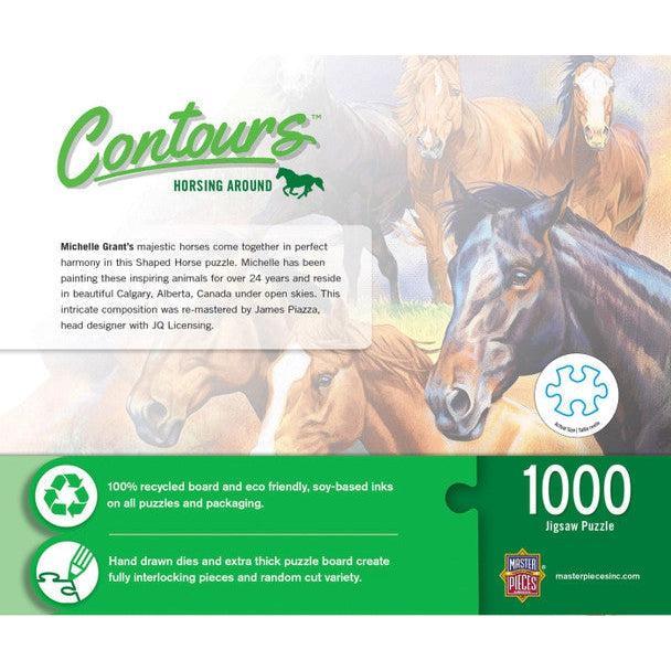 MasterPieces-Contours - Horsing Around - 1000 Piece Shaped Puzzle-72052-Legacy Toys