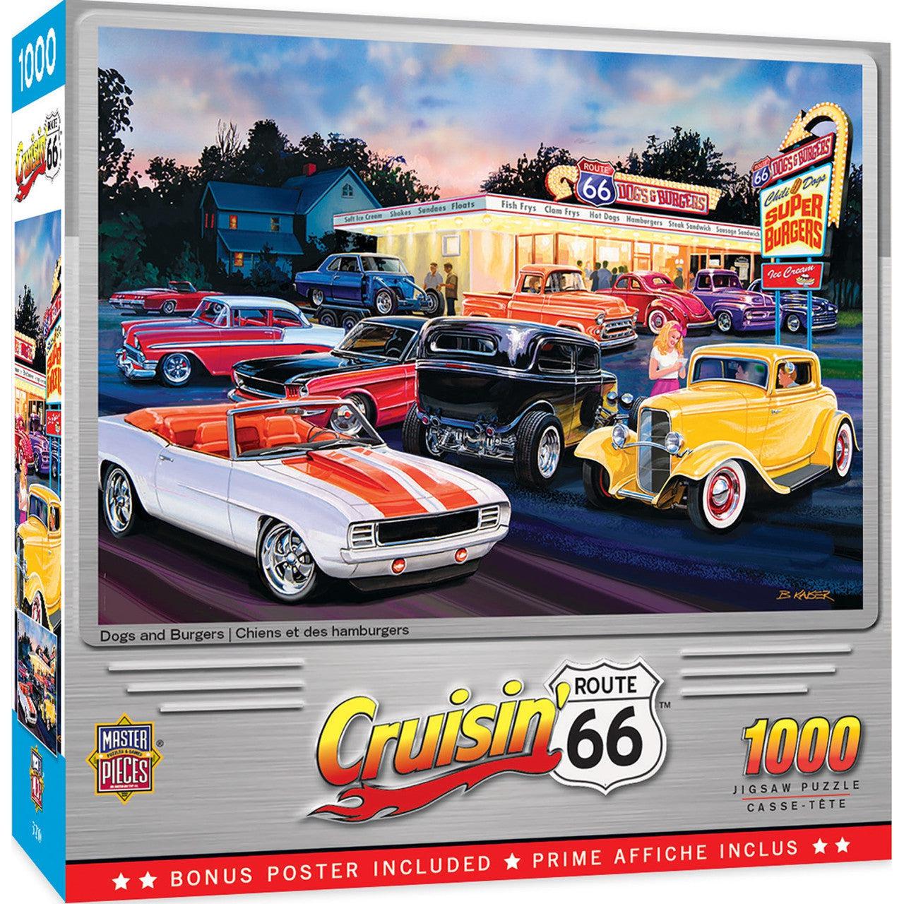 MasterPieces-Cruisin‘ Route 66 - Dogs & Burgers - 1000 Piece Puzzle-71765-Legacy Toys