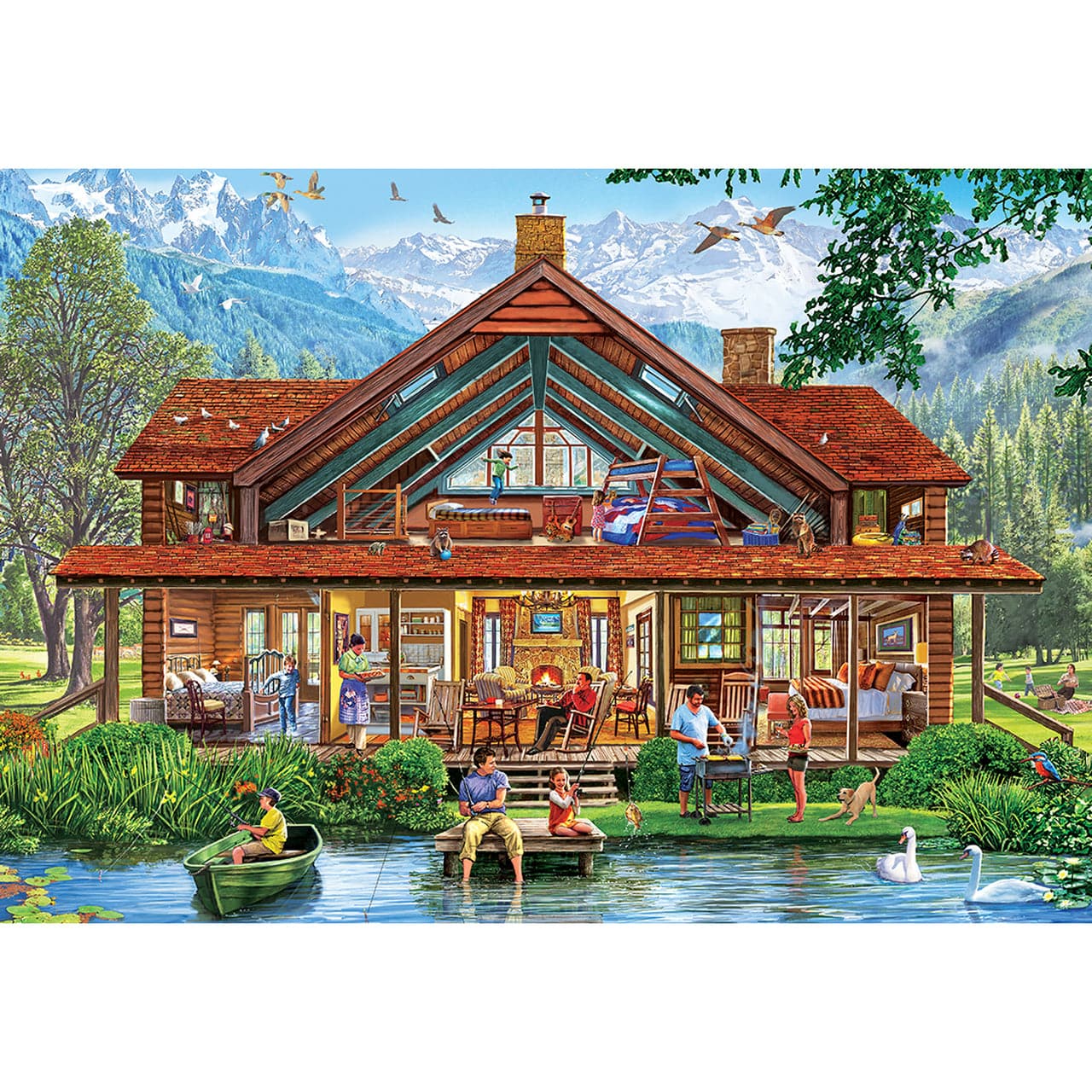 MasterPieces-Cutaways - Camping Lodge - 1000 Piece EZGrip Puzzle-71965-Legacy Toys