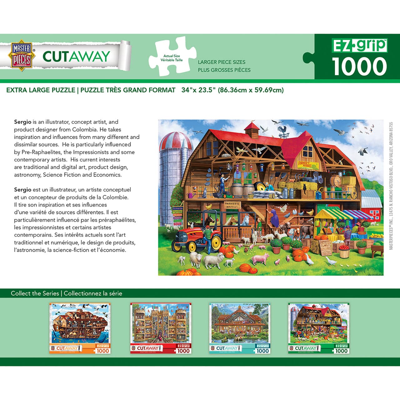 MasterPieces-Cutaways - Family Barn - 1000 Piece EZGrip Puzzle-71966-Legacy Toys