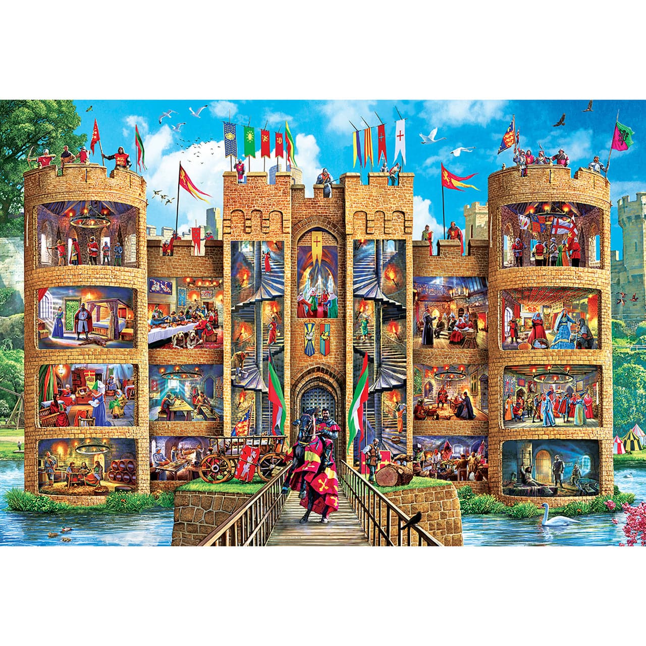 MasterPieces-Cutaways - Medieval Castle - 1000 Piece EZGrip Puzzle-71964-Legacy Toys
