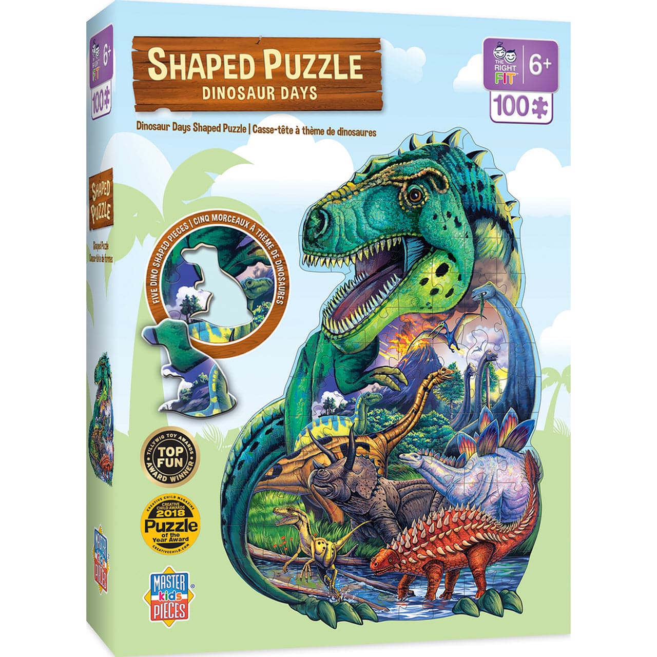 MasterPieces-Dinosaur Days - 100 Piece Shaped Puzzle-11941-Legacy Toys