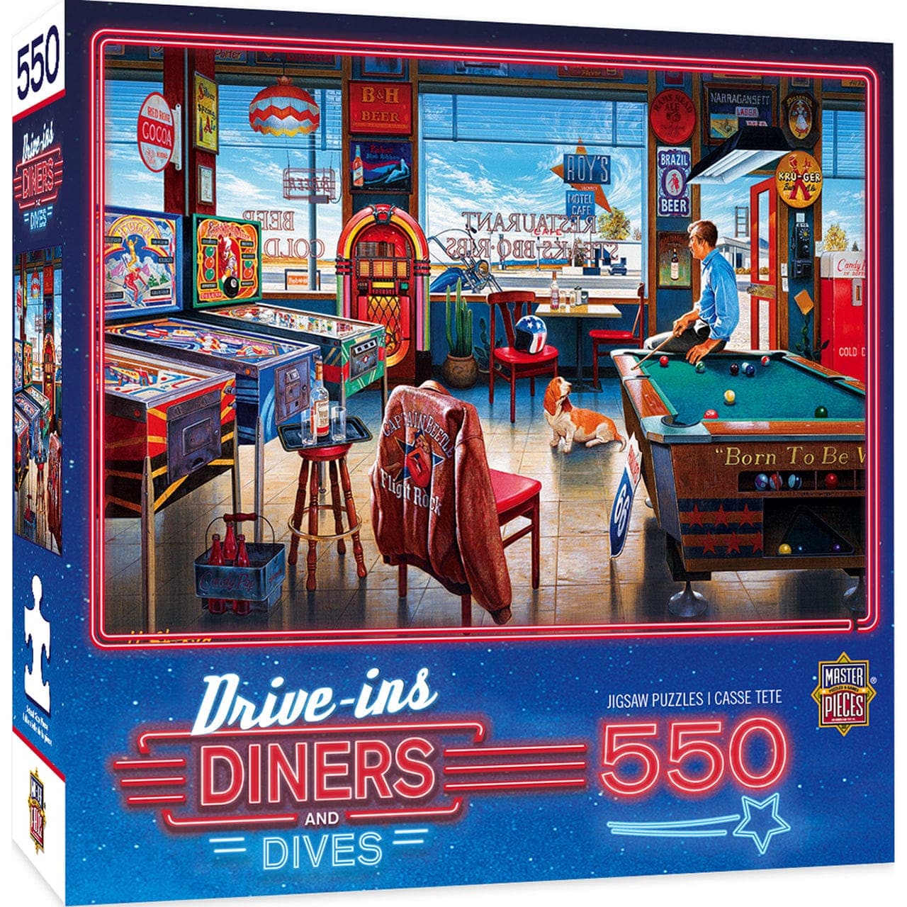 MasterPieces-Drive-Ins, Diners, and Dives - Pockets Pool & Pub - 550 Piece Puzzle-31927-Legacy Toys