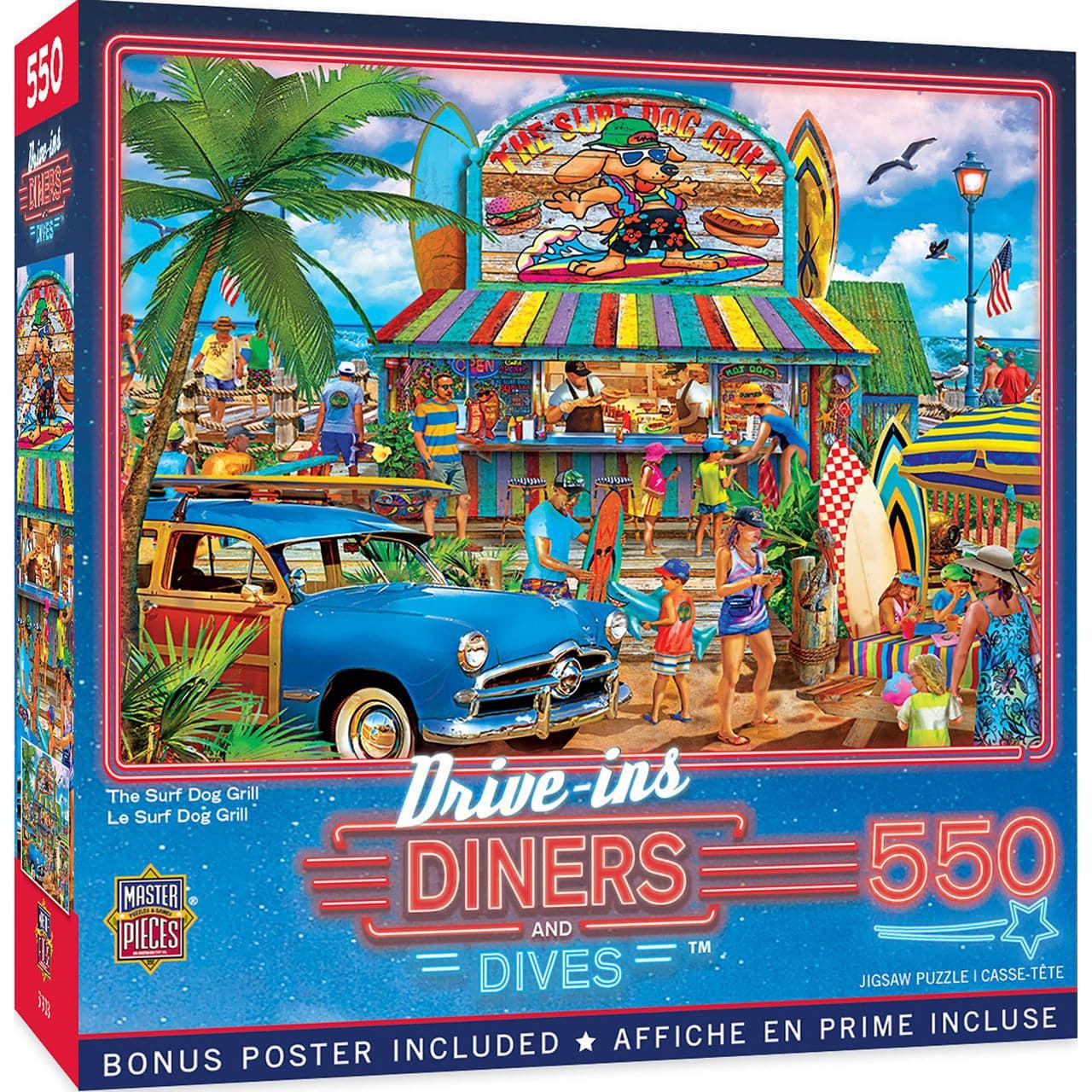 MasterPieces-Drive-Ins, Diners, and Dives - The Surf Dog Grill - 550 Piece Puzzle-32247-Legacy Toys